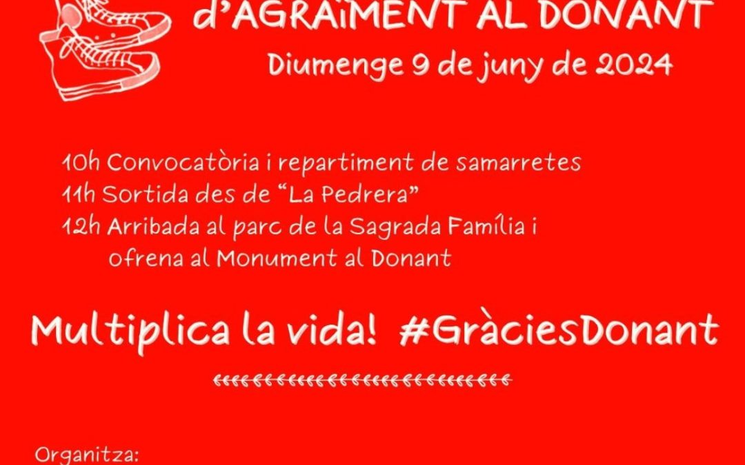 DIA DEL DONANT –  AGRAÏMENT ALS DONANTS I LES SEVES FAMILIES